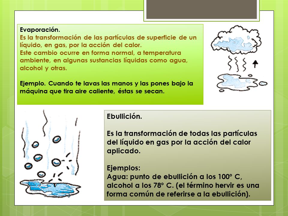 Diferencias entre evaporación y ebullición